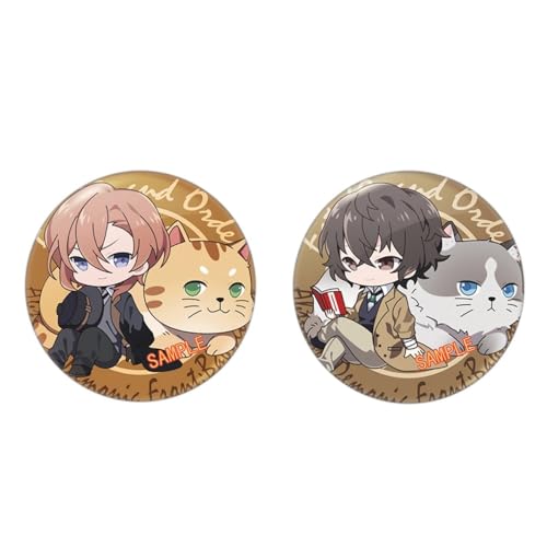 Bungo Stray Dogs Weißblech Brooches, 2 Herren Damen Abzeichen Schmuck Bungo Stray Dogs Anime Fanzine Figur Dazai Chuuya Cosplay Zubehör Badge Für Fans Sammlungen Verkleiden 58mm von MayDee