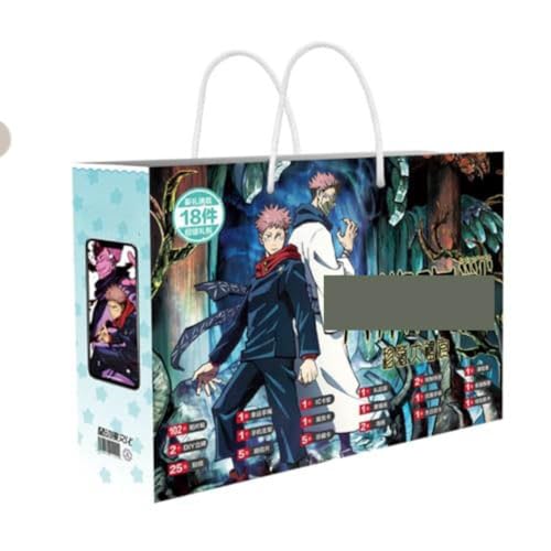 MayDee 18 Stück Jujutsu Kaise Peripheriegeräte Geschenk, Gojo 5t5 Anime Fanzine Poster Sammlerkarte Broche... Für Fan-Sammlung Display von MayDee