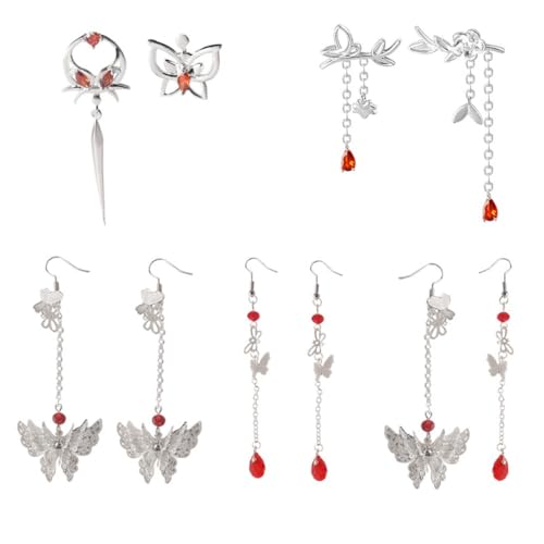 MayDee 5 Paar Heaven Official's Blessing Ohrringe Xielian Huacheng Cosplay Accessories Unregelmäßige Quasten Ohrringe Couple Ohrstecker von MayDee