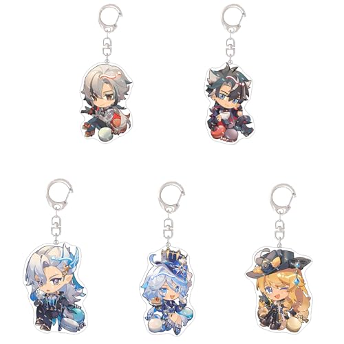 MayDee 5pcs Genshin Fontaine Acryl Anhänger Furina Wriothesley Chibi Charakter Cosplay Zubehör Für Fan Sammlerstücke Neuvillette Navia Fan Fiction Keychain, Mehrfarbig von MayDee