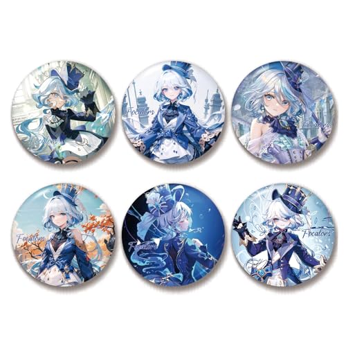 MayDee 6 Genshin Focalors Brooches, Genshin Anime Fanzine Chibi Figur Furina Cosplay Zubehör Badge Für Fans Sammlungen Abzeichen Aus Weißblech 58mm von MayDee