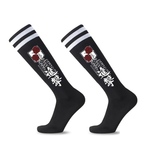 MayDee Attack on Titan Socken Anime Manga Strümpfe Baumwolle Anti-Schweiß Vielseitig Sport Cosplay Gestreifte Mittelhohe Socken (D), Mehrfarbig von MayDee