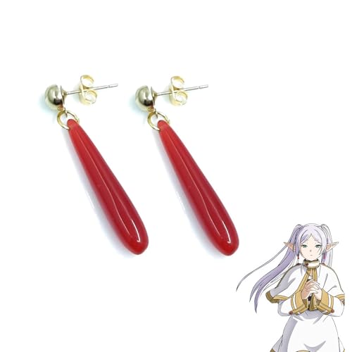 MayDee Frieren Cosplay Props Ohrringe Rote Harz Ohrhänger, Anime Sousou No Frieren Figure Fanfiction Accessories Earring von MayDee