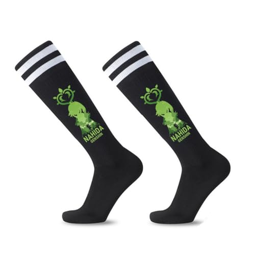 MayDee Genshin Impact Anime Socken Genshin Cartoon Strümpfe Baumwolle Anti-Schweiß Vielseitig Sport Cosplay Gestreifte Mittelhohe Socken (D), Mehrfarbig von MayDee