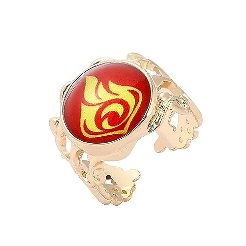 MayDee Genshin Element Ring Cosplay Prop Zubehör Element Vision Ringe Anime Genshin Figur Vintage Open Ring Für Fans, Glow-in-The-Dark Ring (F) von MayDee