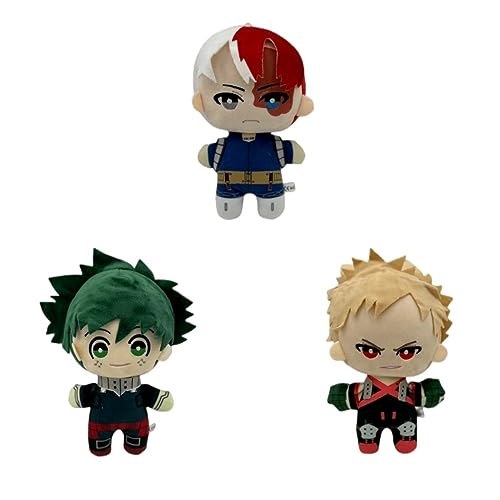 My Hero Academia Plüschtiere, 3 Anime Chibi Figur Deku Todoroki Shoto Bakugou Katsuki Plüschpuppe, Cartoon Stoffpuppe Für Männer Frauen von MayDee