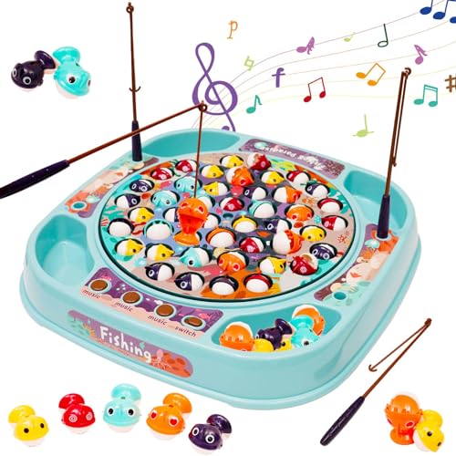 Maycoly Musikspielzeug Angelset Angelspiel Fisch mit Musik und 45 Fischen- Spielzeug für Kinder, Kinderspielzeug Pädagogisches Spielzeug ab 3 Jahren von Maycoly
