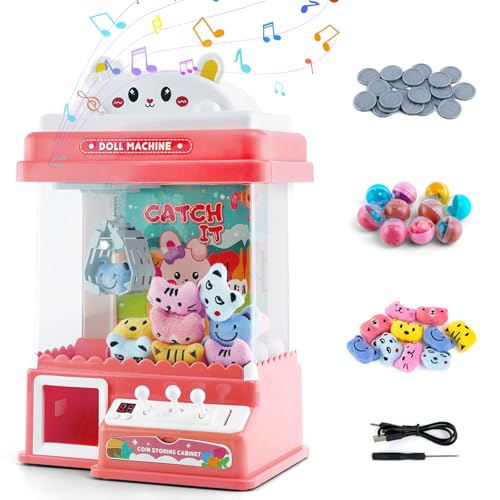 Mini Greifmaschine Candy Doll Gachapon Grabber Süßigkeiten Greifautomat mit 20 Münzschiebe und Greifarm Automat Stofftiere Claw Machine für Kinder ab 3 Jahren von Maycoly