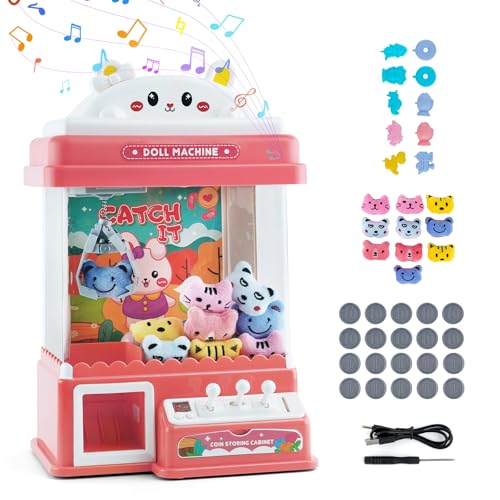 Mini Greifmaschine Candy Doll Gachapon Grabber Süßigkeiten Greifautomat mit 20 Münzschiebe und Greifarm Automat Stofftiere Vending Claw Machine für Kinder ab 3 Jahren von Maycoly