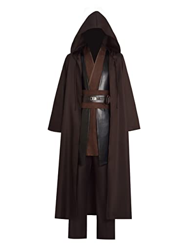 Mayerilby Anakin Skywalker Kostüm für Erwachsene, Halloween, Anakin-Kostüm, Tunika, Kapuzenmantel für Herren (Kaffee, S) von Mayerilby