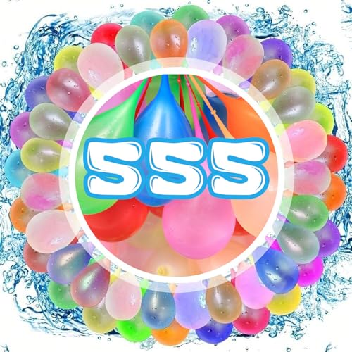 Mayfun 555 Stück Wasserbomben, Bunte Wasser-Bomben Selbstschließend mit Auffüllhilfe, und Selbst Verschließend Ohne Knoten Bunt Gemischt Wasserballons Ballon für Wasserspiele, Sommer Outdoor Party von Mayfun