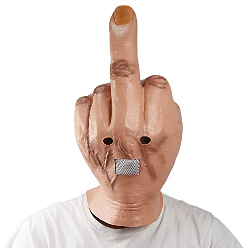 Scary Finger Mask, Novelty Middle Finger Party Mask Halloween Costume Props, Adult Latex Full Head Mask, Halloween Spoof Mask von Mayibuluo
