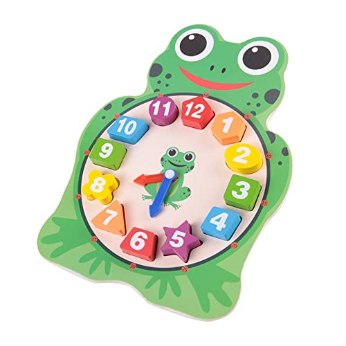 Hölzernes Tierpuzzle, Lernspielzeug, Frühe Mathematik-Lernuhr für, Jungen, Mädchen, Sicheres, Langlebiges Geometrisches Farberkennungsspielzeug, 29,5 X 22 cm (Frosch-Stil) von Mayueri