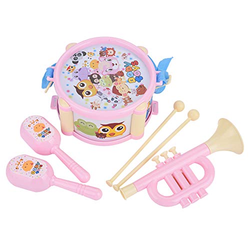 Lernspielzeug, Interessantes Trommel-Sand-Hammer-Trompete-Musik-Spielzeug-Set, Ungiftig, Langlebig, Perfekter Klang, Sportlich, Bunt (Rosa) von Mayueri