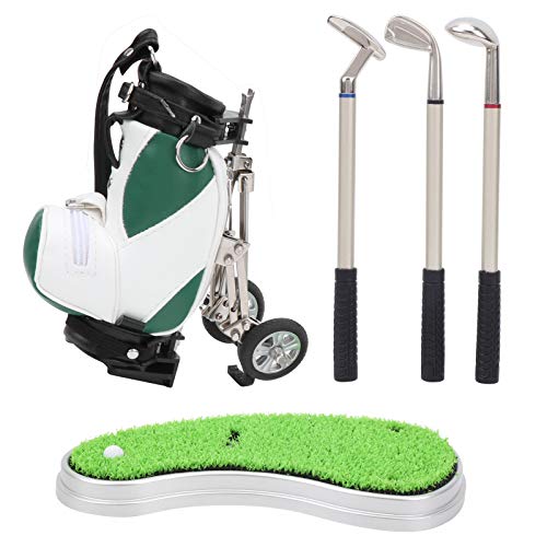 Mayueri Desktop-Golfstift-Set, Lustige Schreibtischdekoration mit 3 Kugelschreibern und Minitasche für Zuhause oder Büro, Zinklegierung, Golfer (Grün+Weiß) von Mayueri