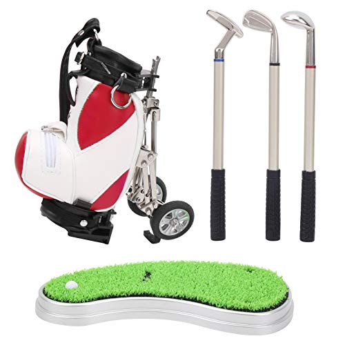 Mayueri Desktop-Golfstift-Set, Lustige Schreibtischdekoration mit 3 Kugelschreibern und Minitasche für Zuhause oder Büro, Zinklegierung, Golfer (rot-Weiss) von Mayueri