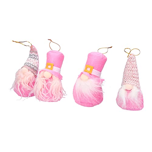 Mayueri Weiche Plüsch-Weihnachtszwergpuppen, Set mit 4 Rosa Hängenden Ornamenten von Mayueri