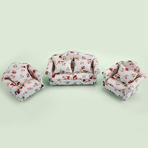 Puppenhaus-Zubehör, Mini-Sofa-Set, 100% Brandneu und Hochwertig, Schönes Zubehör für Puppenhaus-Spielzeug, Geeignet für Puppenhaus oder Puppe Im Maßstab 1:12. Mit Feiner (große von Mayueri