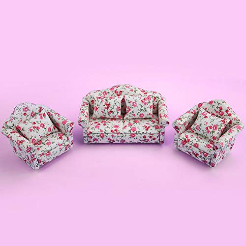 Puppenhaus-Zubehör, Mini-Sofa-Set, 100% Brandneu und Hochwertig, Schönes Zubehör für Puppenhaus-Spielzeug, Geeignet für Puppenhaus oder Puppe Im Maßstab 1:12. Mit Feiner (kleine von Mayueri