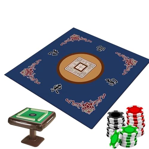 Mahjong-Matte – Mahjong-Stoffbrett, aufrollbare Gamng-Matte | Verschleißfeste Fliesen-Spieltischabdeckung mit Polyestermaterial, geräuschreduzierende Mahjong-Matte für Kartenbrettspiele, 32 x 32 Zoll von Mbiyhgta