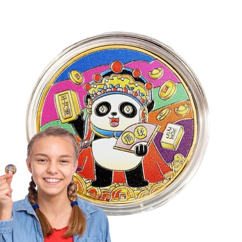 Mbiyhgta Münzsammelstücke | Reichtum-Souvenirmünze – Panda-Gedenkmünze, Tier-Glücks-Souvenirmünze für Panda-Enthusiasten von Mbiyhgta