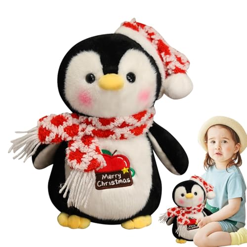 Mbiyhgta Pinguin-Plüschtier, ausgestopfter Pinguin | Stoffschal Pinguin | Bequemes Pinguin-Kuscheltier-Plüschtier mit Hut, süßes Kuschelpinguin-Puppenspielzeug für Kinder von Mbiyhgta