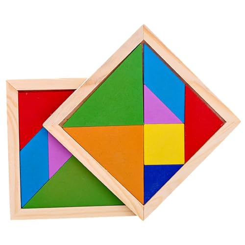 Mbiyhgta Tangram-Puzzles für Kinder | 7-teiliges klassisches Tangram-Puzzle aus Holz, Spielspielzeug | Pädagogisches Lernpuzzle-Spielzeug für und Mädchen von Mbiyhgta