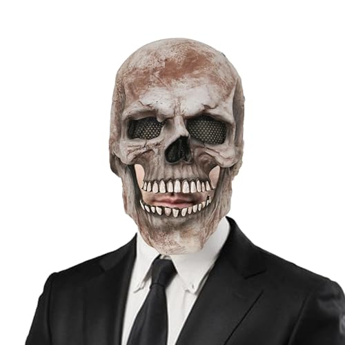 Mbiyhgta Totenkopfmaske Vollgesicht - Totenkopf Kopfbedeckung | Halloween Skelett Gesichtsmaske Kreative Skelett Maske für Halloween Cosplay von Mbiyhgta