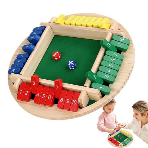 Mbiyhgta Würfelspiel Shut The Box, Würfelspiel Shut The Box – Würfelspiele für 2–4 Spieler – tragbare lustige Ergänzungsspiele, Holzbrettspiele für von Mbiyhgta