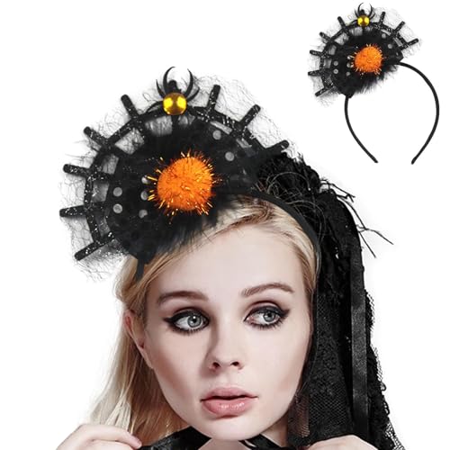 Spinnennetz-Kopfschmuck, Spinnennetz-Stirnband,Festival-Kopfschmuck, Glänzender Haarreifen Mit Spinne | Kostüm-Kopfbedeckung, Spinnen-Kopfbedeckung Für Cosplay, Abschlussball, Party, Halloween-Party von Mbiyhgta