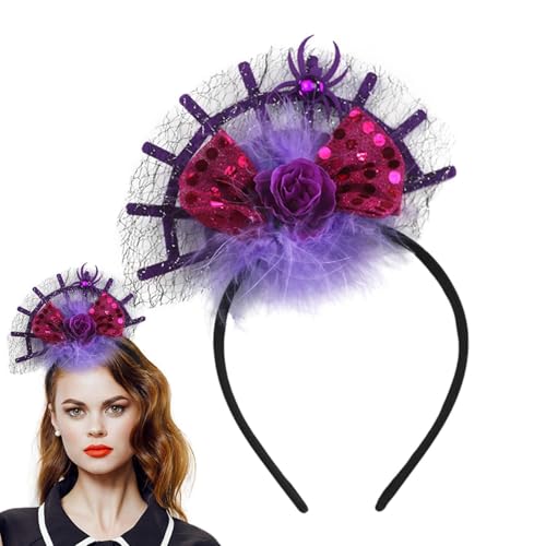 Spinnennetz-Kopfschmuck, Spinnennetz-Stirnband,Festival-Kopfschmuck, Glänzender Haarreifen Mit Spinne | Kostüm-Kopfbedeckung, Spinnen-Kopfbedeckung Für Cosplay, Abschlussball, Party, Halloween-Party von Mbiyhgta