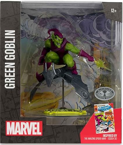 Marvel Sammelfigur, 17,8 cm, stehende Szene im Maßstab 1:10 – Grüner Gobelin (The Amazing Spider-Man #312) Platin von McFarlane