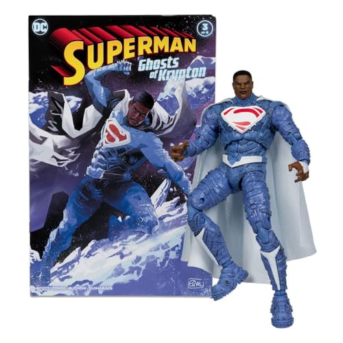 McFarlane 64385947 DC Multiverse Superman Earth 2 Figur Gold Edition mit Comic Exklusiv aus der Superman Ghosts of Krypton Kollektion, beweglich 22 Punkte, 18 cm, Sammler, Bizak von McFarlane