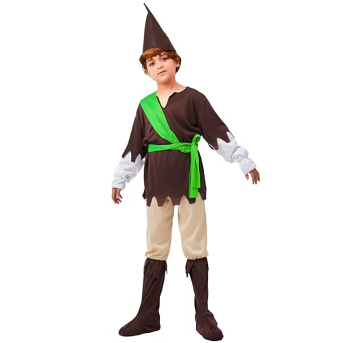 Mckinu Robin Hood Kostüm Kinder: Jäger Faschingskostüme Kinder Jungen - Bogenschütze Outfit für Karneval Fasching Carnival Mottoparty Cosplay (L) von Mckinu