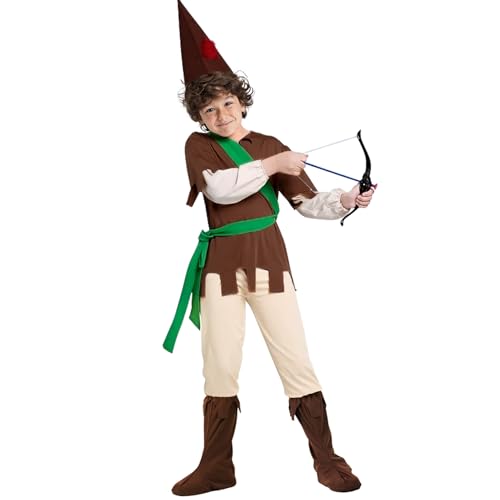 Mckinu Robin Hood Kostüm Kinder: Jäger Faschingskostüme Kinder Jungen - Bogenschütze Outfit für Karneval Fasching Carnival Mottoparty Cosplay (M) von Mckinu