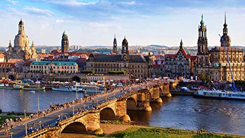 Puzzle für Erwachsene, Puzzles für Kinder Lernspielzeug-Brücke über die Elbe in Dresden-Puzzle Fotopuzzle Kollektion-1000 teile von Mddjj