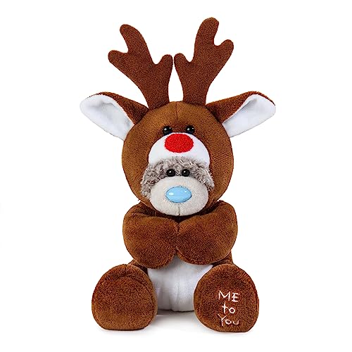 Me to You Tatty Teddy Weihnachts-Rentierbär auf Geschenksockel, 15 cm hoch, offizielle Kollektion von Me to You