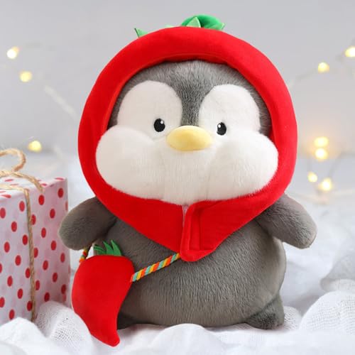 MeHoo Kuscheltier Pinguin Plüschtier,Ente Plüsch Puppe,Stofftier Schmusetier zum Kuscheln & Spielen,Plüschtie mit Hut und ‌‌Tornister‌‌,Pinguin (Chili-Rucksack) von MeHoo