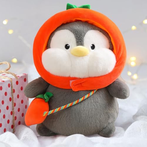 MeHoo Kuscheltier Pinguin Plüschtier,Ente Plüsch Puppe,Stofftier Schmusetier zum Kuscheln & Spielen,Plüschtie mit Hut und ‌‌Tornister‌‌,Pinguin (Karottenrucksack) von MeHoo