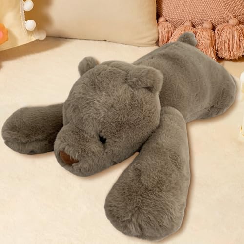 MeHoo Weighted Stuffed Animal, Anxiety Gewichtskuscheltiere 1.5KG, 60CM Gewicht Kuscheltier Groß Gewichtetes Plüschtier Umarmen Kissen Niedliche Plüschpuppe für Geburtstag (Brauner Bär) von MeHoo