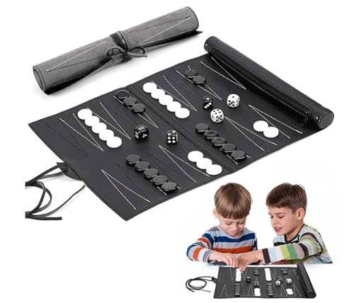 Backgammon Spiel Set,Reise Backgammon Set, Klappdesign Spielesammlung Rollbares Backgammon,Klassisches Backgammon Brettspiel Tragbares Reise Strategie Backgammon für 2 Spieler,36.5 * 26cm von MeYuxg