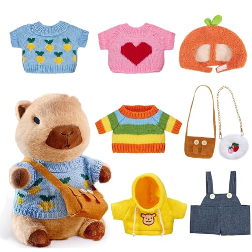 Capybara Plüschtier,23cm Niedliche Capybara Kuscheltier mit 8pcs Kleidung und Accessoires,Dress Up Capybara Plüschtier,Super Weiche Gefüllte Capybara Stofftier Plüsch Puppen für Kinder Home Deko Capybara Plüschtier,23cm Niedliche Capybara Kuscheltier mit 8pcs Kleidung und Accessoires,Dress Up Capybara Plüschtier,Super Weiche Gefüllte Capybara Stofftier Plüsch Puppen für Kinder Home Deko von MeYuxg
