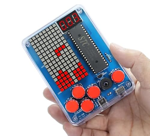 Elektronik Baukasten, DIY Lötbausatz, Elektrobaukasten für Erwachsene Kinder, Handheld Game Console mit 4 Spielen, Elektronik Set für Löten Lernen von MeYuxg