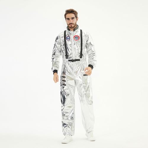 MeYuxg Astronauten Kostüm Damen Herren, Space Kostüm Weltraum Kostüm Faschings Karneval für Erwachsene Astronaut Cosplay Outfit Faschingskostüme - M von MeYuxg