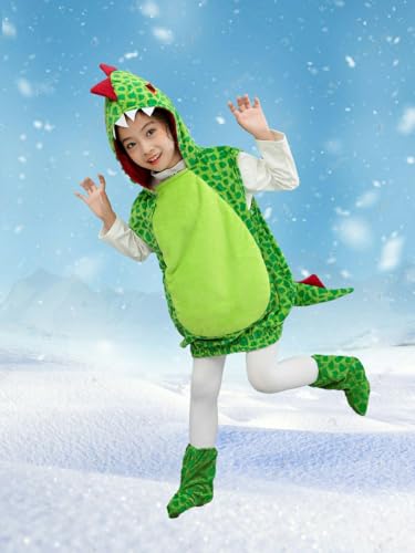 MeYuxg Dino Kostüm Kinder, Drachen Kostüm Kinder, Dinosaurier Kostüm mit Schuhüberzug, Dinokostüm Jungen Mädchen Baby, Tierkostüm Kinder für Karneval, Fasching(Speckle, L) von MeYuxg