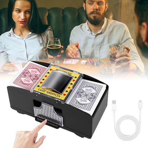 MeYuxg Kartenmischmaschine Elektrische, Automatischer Kartenmischer für 1-2 Deck, USB-Betriebener Kartenmischer, UNO Mischmaschine, Elektrischer Kartenmischgerät für Bridge, Texas Hold'em, Blackjack von MeYuxg