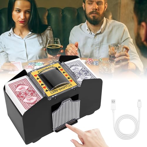 MeYuxg Kartenmischmaschine Elektrische, Automatischer Kartenmischer für 1-4 Deck, UNO Mischmaschine, USB-Betriebener Kartenmischer, Elektrischer Kartenmischgerät für Bridge, Texas Hold'em, Blackjack von MeYuxg