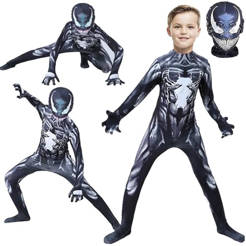 MeYuxg Kostüm Kinder, Venom Kostüm Kinder, Cosplay-Kostüme für Kinder, Klassische Film Kostüm, Action Verkleidung Costume Bodysuit für Halloween Christmas Karneval (130) von MeYuxg