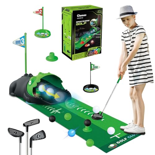 MeYuxg Minigolf für Zuhause, 18PCS Indoor Golf Set für Kinder, Enthält 3 Golfschläger und 8 Bälle, Putting Matte Spiele, Sportgeräte Kinder von MeYuxg