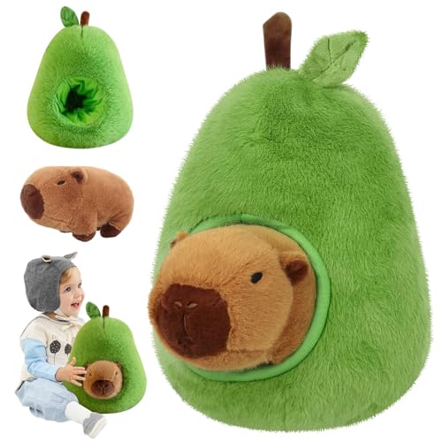 MeYuxg Niedlichen Capybara Kuscheltier, 35cm Avocado Kuscheltier, Simulation Avocado Capybara Plüschtier, Kuscheltier Avocado Wasserschwein Plüschtier, Abnehmbar Stofftierpuppe Geschenk für Kinder von MeYuxg